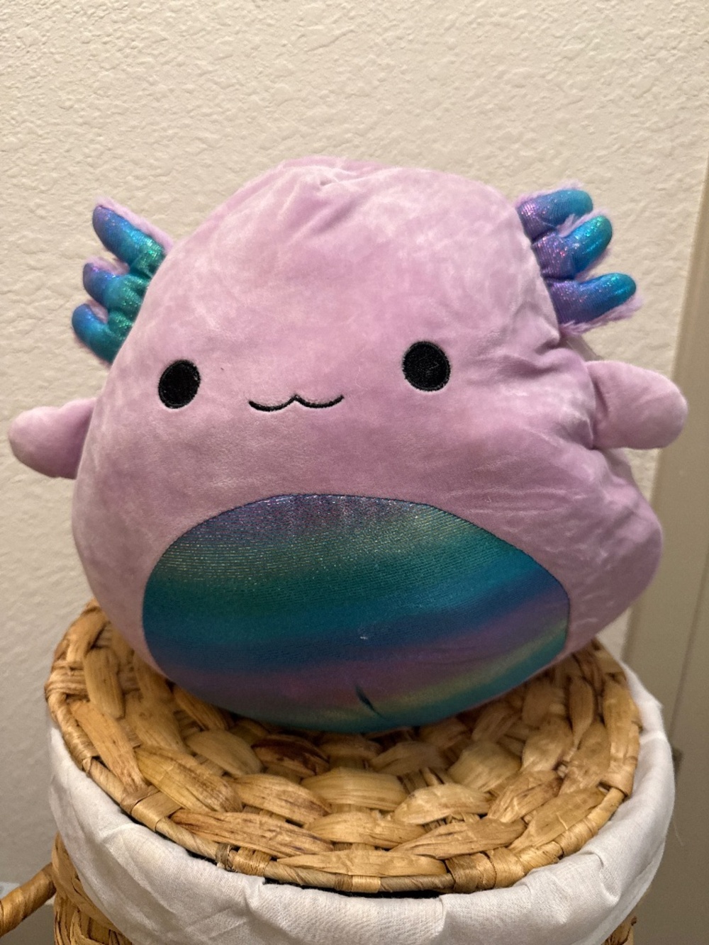 Squishmallows Monica the Axolotl 12” Purple Shiny Rainbow Belly 2022 NWOT